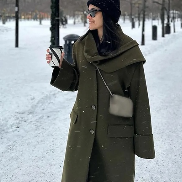 Zara Wool Scarf Coat - Picture 5 of 16